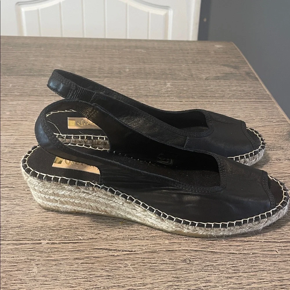 VIDORRETA SLING BACK BLACK LEATHER‎ SANDALS size EU 39